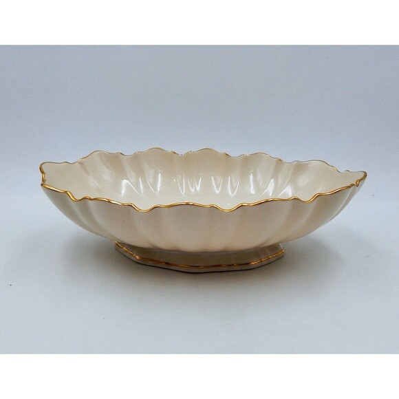 Lenox Symphony Centerpiece Bowl Scalloped Oval Serving 24K Gold Trim USA - Picture 4 of 14